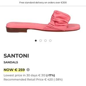 Santoni Blush Ruffle Slide Luxury Sandals